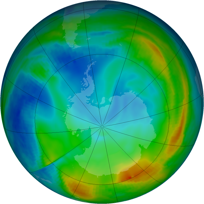 Antarctic ozone map for 15 June 1998